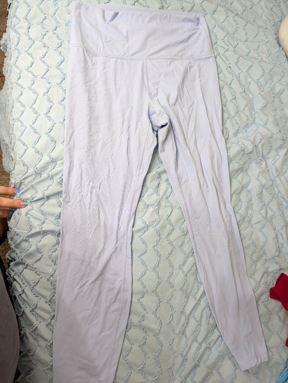Athleta Ribbed High-Waist Leggings in Light blie